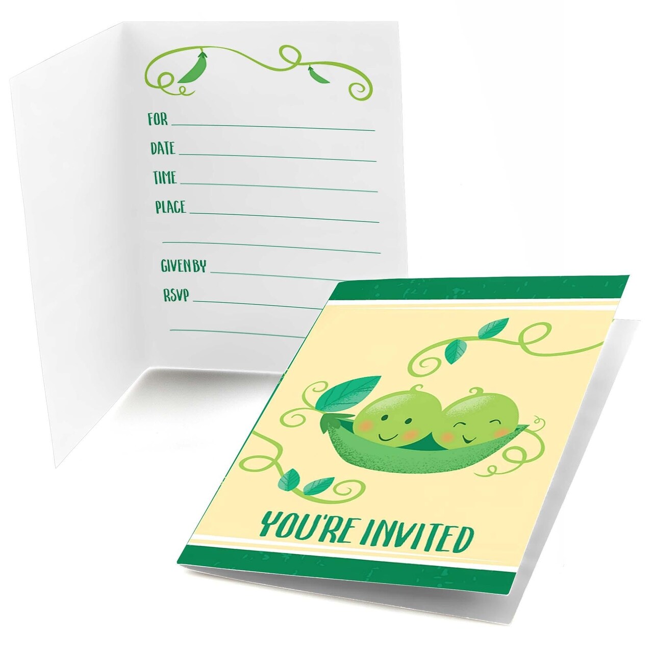 Big Dot of Happiness Double the Fun - Twins Two Peas in a Pod - Fill-in Baby Shower or First Birthday Party Invitations (8 Count)